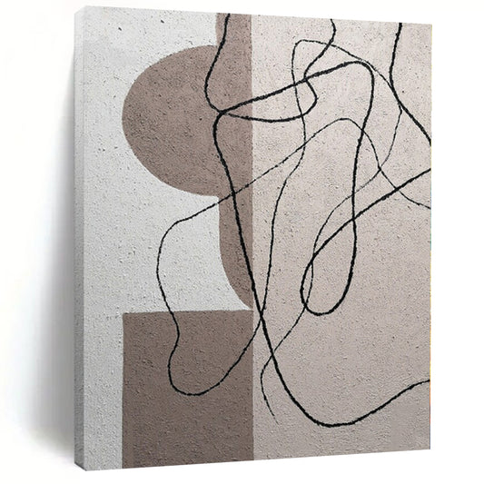 “Neutral Geometric with Curved Lines” – Abstract Geometric Painting CT1087