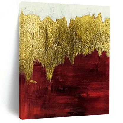 Gold and Burgundy Abstract Horizon - Abstract Painting On Canvas DKH1339