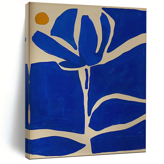Blue, White, Yellow Circle - "Blue Blossom" - Matisse - style Cut - out Art CT1834