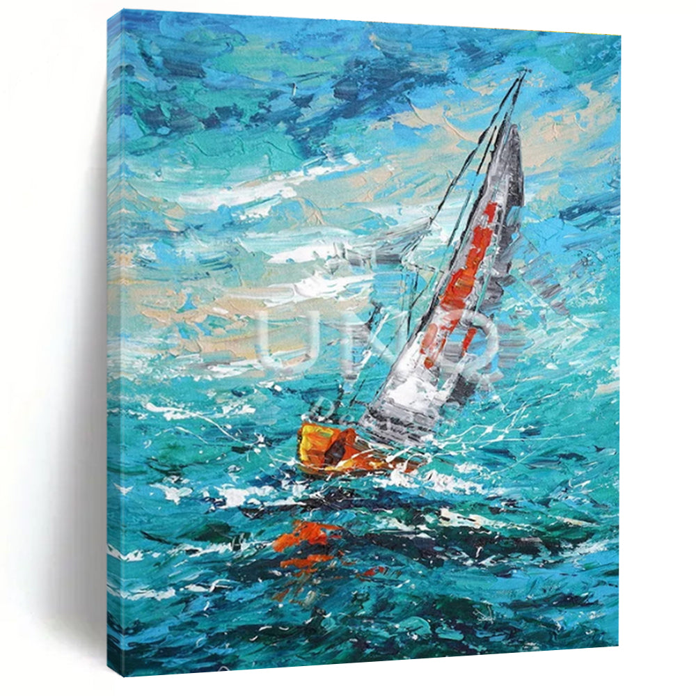 “Impasto Sailing Scene” ，Impasto Marine Oil Painting CT0915