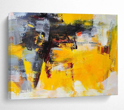 “Vibrant Yellow Abstract” Abstract Expressionist Painting On Canvas DKH429