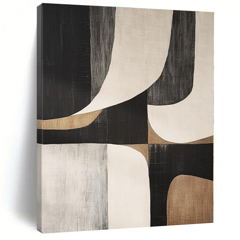 Neutral Curved Geometrics - Abstract Geometric Acrylic Painting CT1372