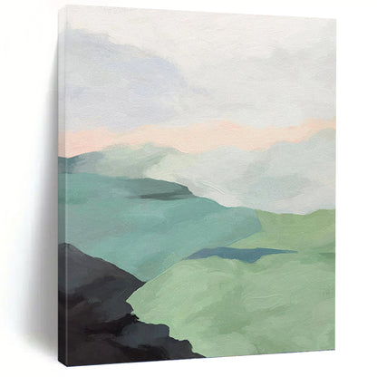 Minimalist Mountainscape in Soft Pastels - Landscape Painting On Canvas DKH1445