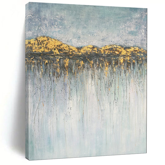 “Gold - Drenched Mountain Reflections” – Textured Abstract Landscape CT2077
