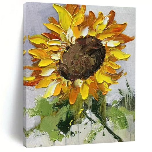 “Textured Sunflower” - Yellow, Orange & Brown Sunflower Painting On Canvas CT2199
