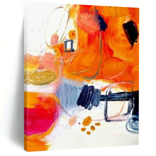 “Orange - Abstract Energy” - Orange, Pink, Blue Dynamic Shapes Painting On Canvas DTP272