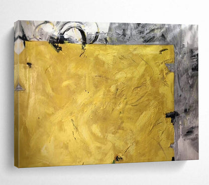 “Bold Yellow and Gray Abstract” Modern Abstract Painting On Canvas DLZ153