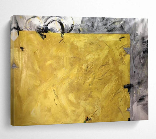 “Bold Yellow and Gray Abstract” Modern Abstract Painting On Canvas DLZ153