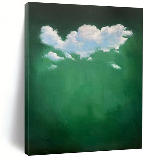“White Clouds in Green” - Surreal Cloudscape Painting CT1990
