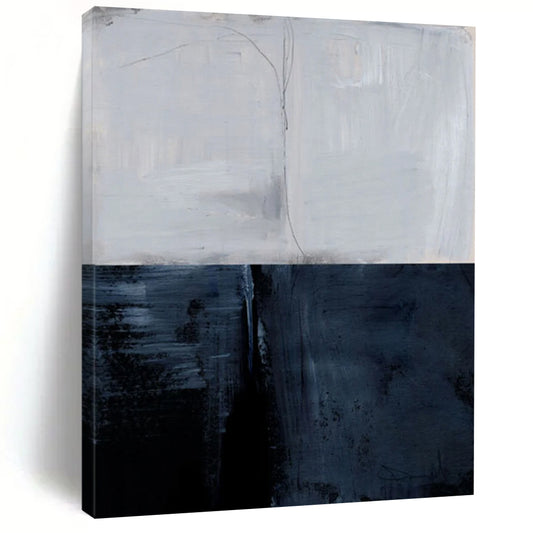 “Dual - Toned Abstract Divide” - Gray and Black Abstract Painting On Canvas DTP206