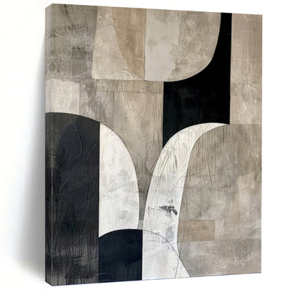 Monochrome Abstract Shapes with Subtle Tones - Abstract Painting On Canvas DKH1320