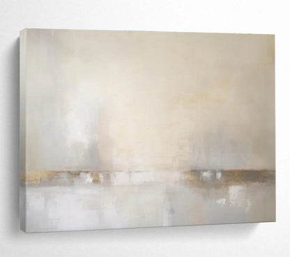 “Beige & Gray Subtle Horizon” Abstract Landscape Painting On Canvas DKH331