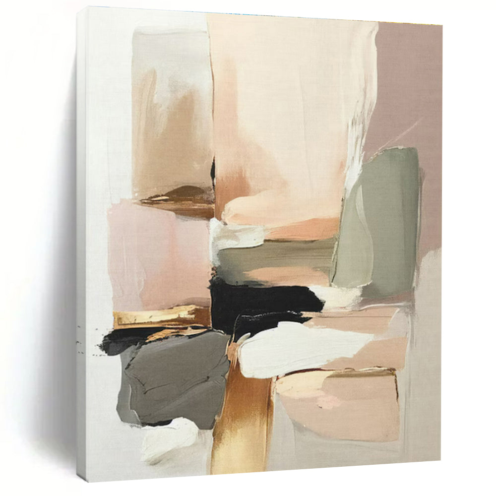 Soft Earth - Toned Blocks, “Warm Hues Serenity” - Abstract Geometric Acrylic Painting（Repeat, unique angle: ） CT0738