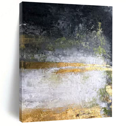 “Black, Gold, Green Mystic Realm” – Dark - Toned Abstract Art CT1008