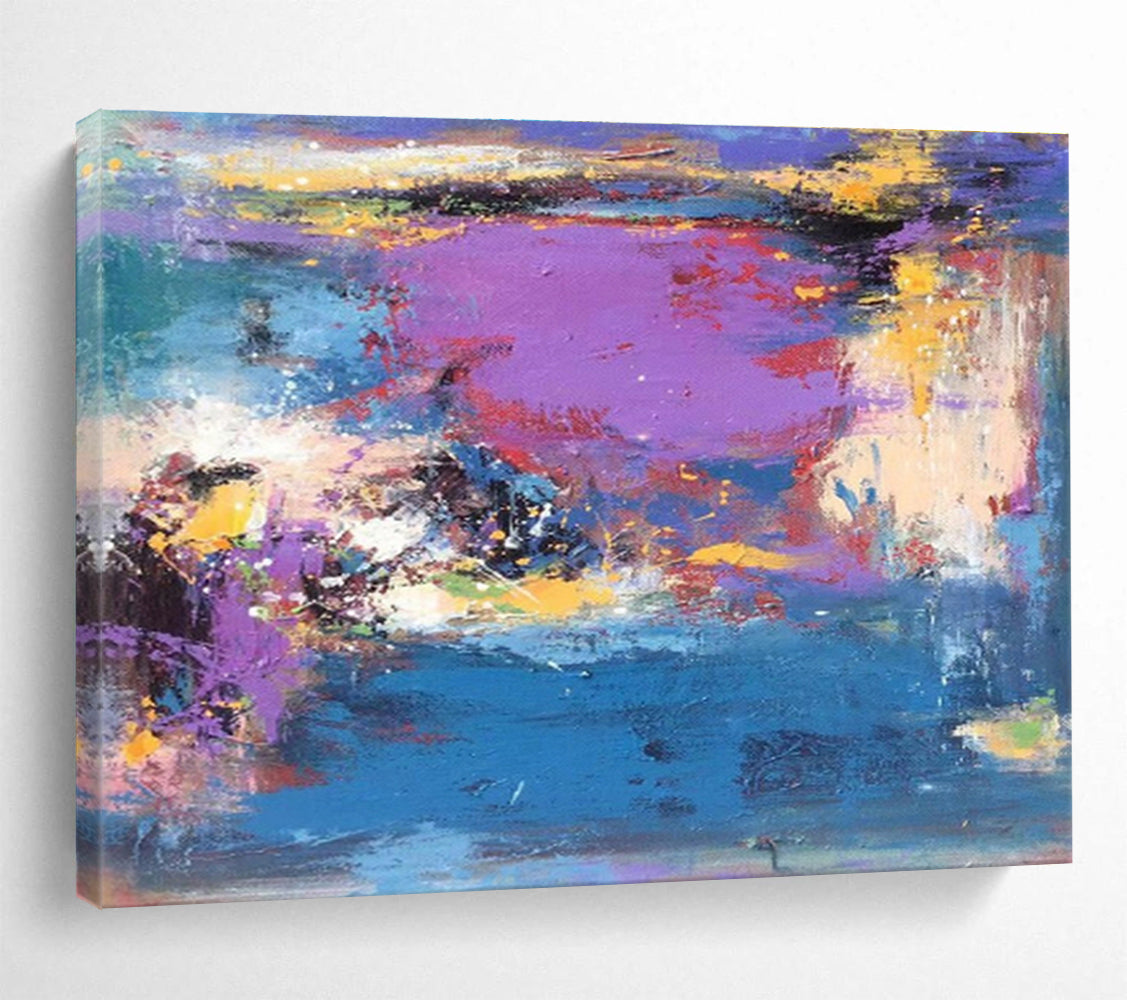 “Vibrant Purple and Blue Abstract Landscape” Painting On Canvas DKH161