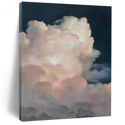 Pink - Clouds on Dark Sky - Realistic - style Cloud Painting CT1423