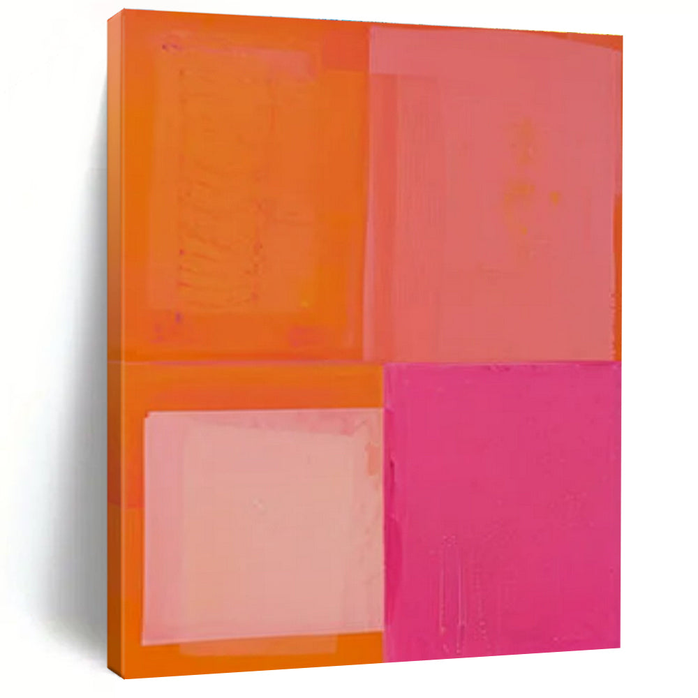 Orange & Pink Textured Squares - "Sunset Squares" - Abstract Textured Painting CT1481