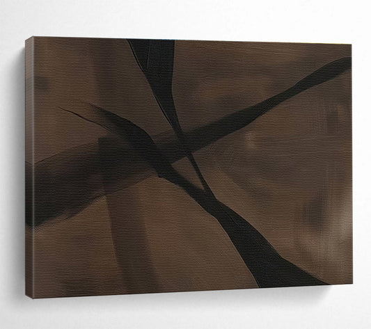 Brown and Black Abstract “Earthy Shadow Abstraction” Painting On Canvas DKH143