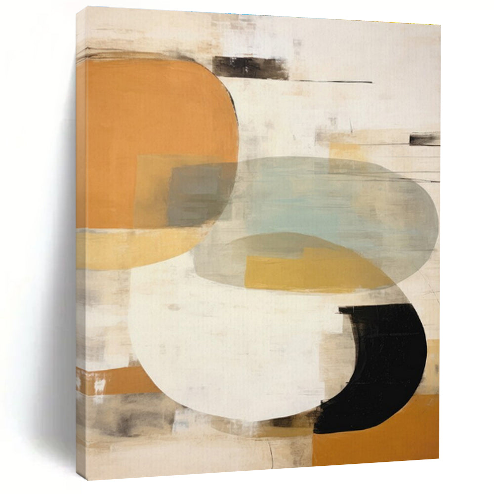 Earth - Toned Circular & Curved Shapes, “Desert Rhythms” - Abstract Geometric Acrylic Painting CT0752