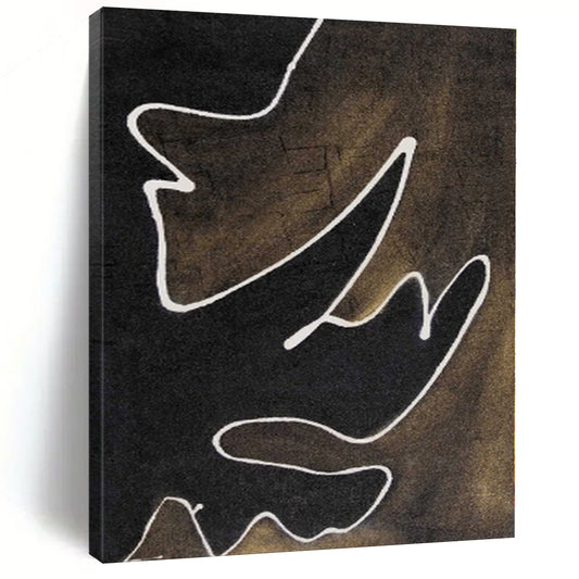 “White Line Dance” - Abstract Work with Black, Brown, White CT0070