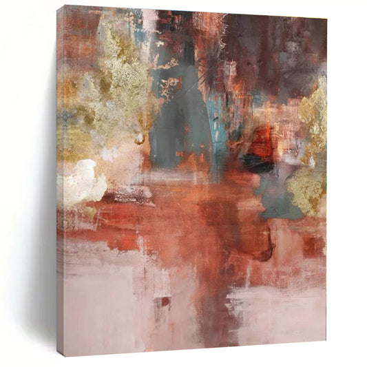 “Warm Tones with Gold Accents”，Abstract Textured Oil Painting CT0583