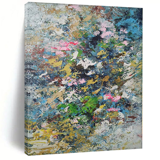 “Colorful Chaos Blooms” - Abstract Floral - inspired Painting with Multicolored Petals CT0017
