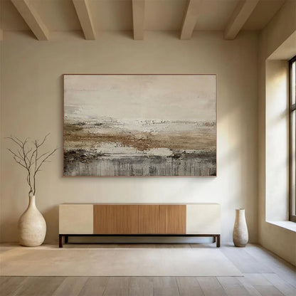 “Neutral Textured Horizon” - Beiges, browns, grays; subtle, layered - texture abstraction CT1628