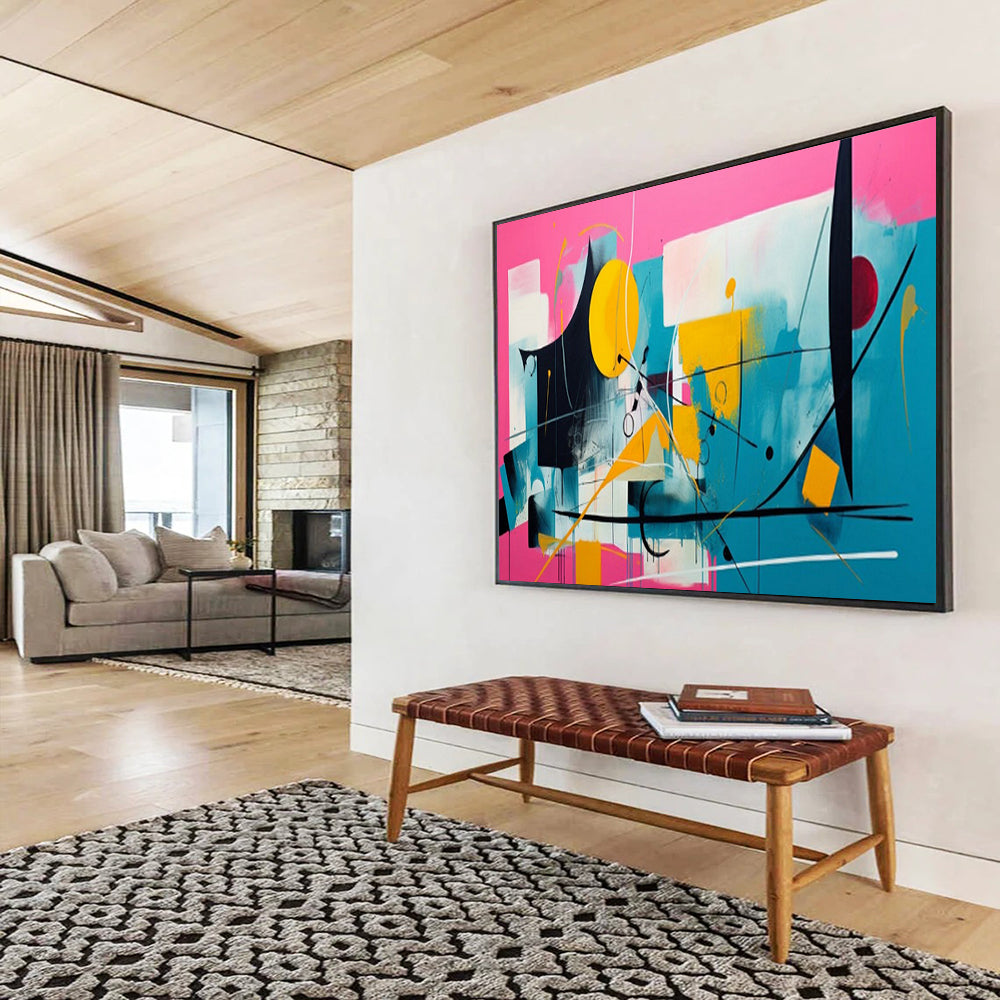 “Pink - Blue Colorful Abstraction” – Abstract Acrylic Painting CT1718