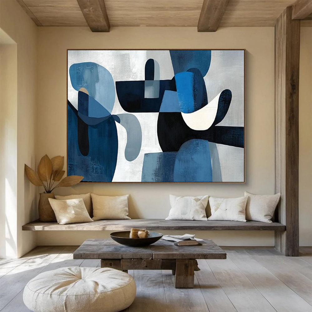 “Blue Abstract Shapes” – Abstract Geometric Acrylic Painting CT1713