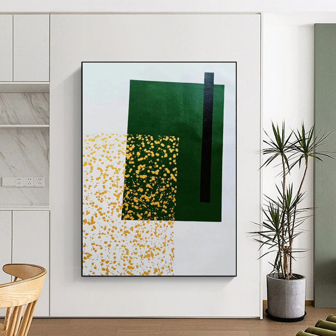 “Green - Yellow Geometric Abstraction” - Abstract Minimalist Art CT0463