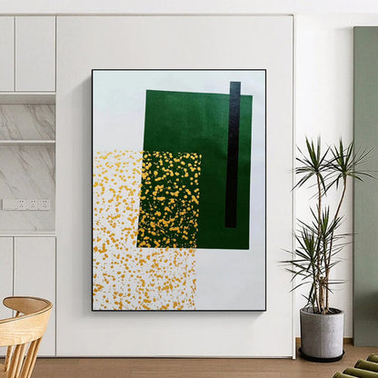 “Green - Yellow Geometric Abstraction” - Abstract Minimalist Art CT0463