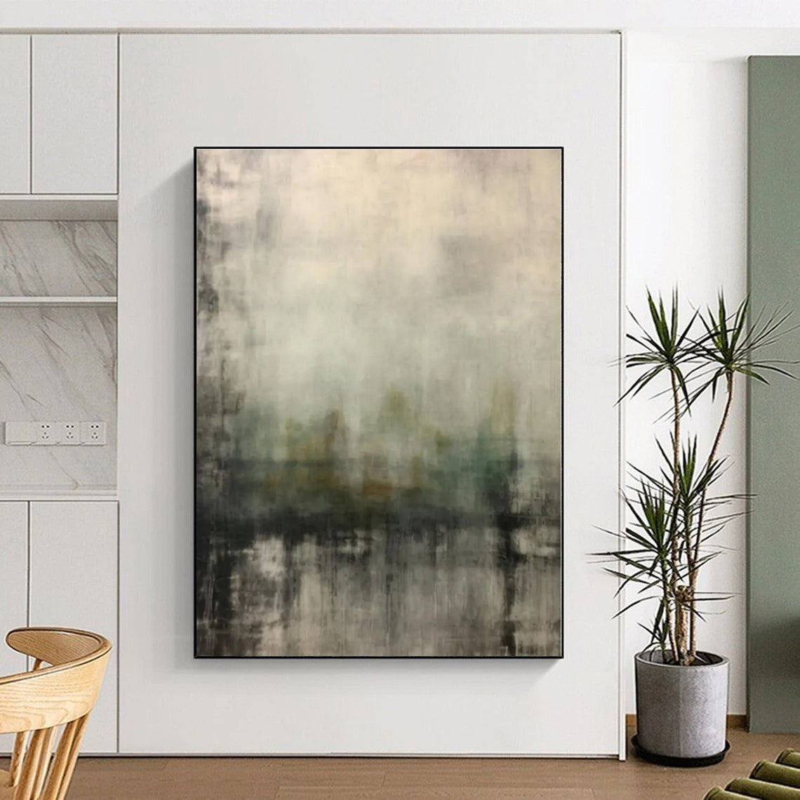 “Misty Landscape in Neutral Tones”，Abstract Atmospheric Oil Painting CT0528