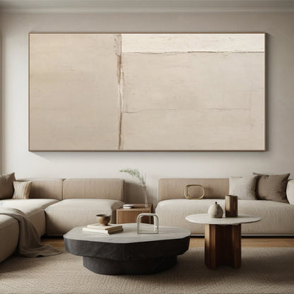 “Subtle Beige Textures”，Abstract Minimalist Mixed - Media Work CT0538