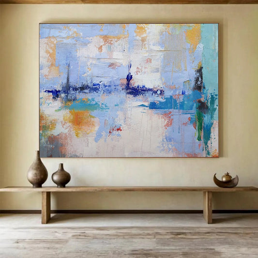 “Pastel Cityscape Whispers” – Abstract Impressionist Acrylic Painting CT1746