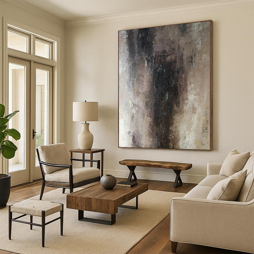 “Neutral Tones Abstract Gradient”，Subtle - Toned Abstract Painting CT0367