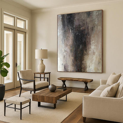 “Neutral Tones Abstract Gradient”，Subtle - Toned Abstract Painting CT0367