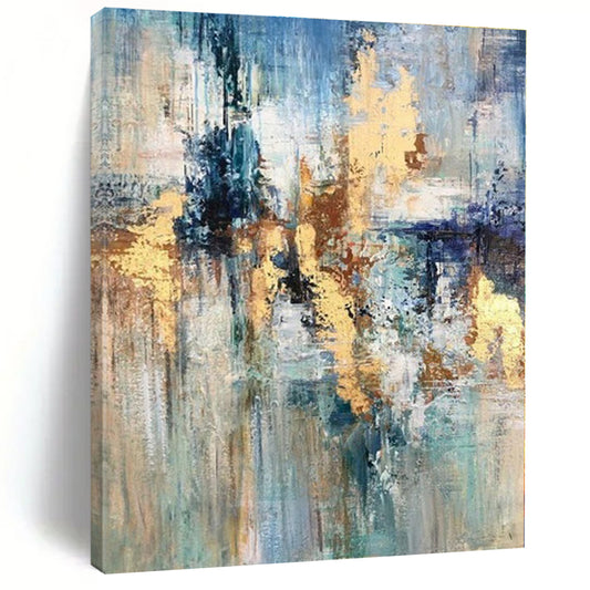 “Blue - Gold Abstract Fusion” - Abstract Expressionist Art CT0414