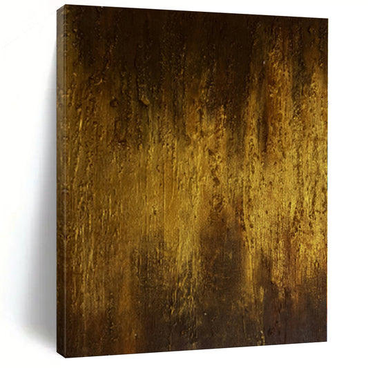“Golden Rustic Abstraction” - Abstract Painting with Brown, Gold Textures CT0032