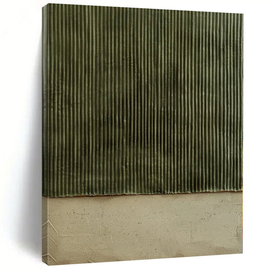 “Green - Beige Textured Panels” Minimalist Acrylic Art CT0217