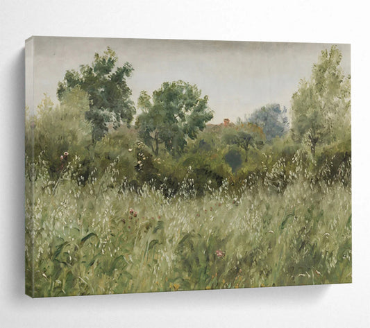 “Summer’s Secret” - Vivid greens, soft yellows; dense foliage hiding a distant house CT1490