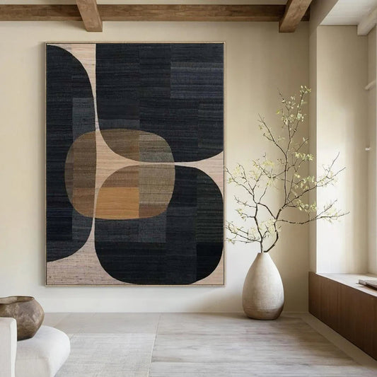 “Black - Brown - Beige Geometric” Acrylic Painting CT0162