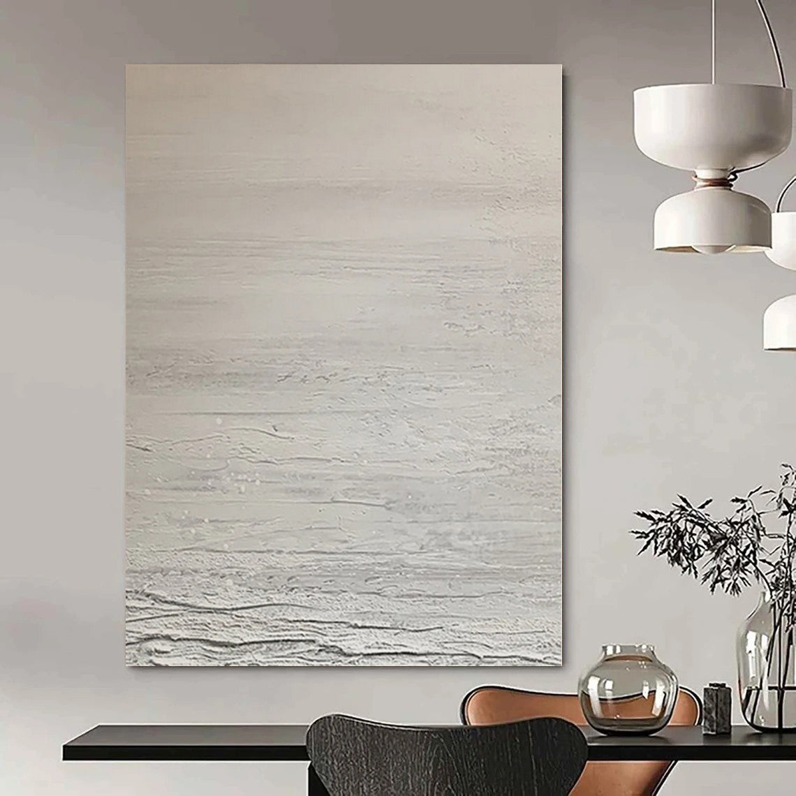 “Soft Gray Textured Serenity” Abstract Acrylic Art CT0124