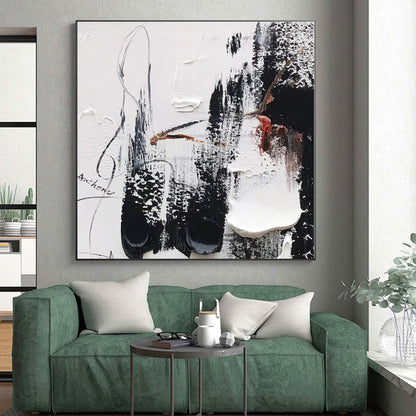 “Black - White - Red Textured Abstract” - Abstract Expressionist Art CT0510