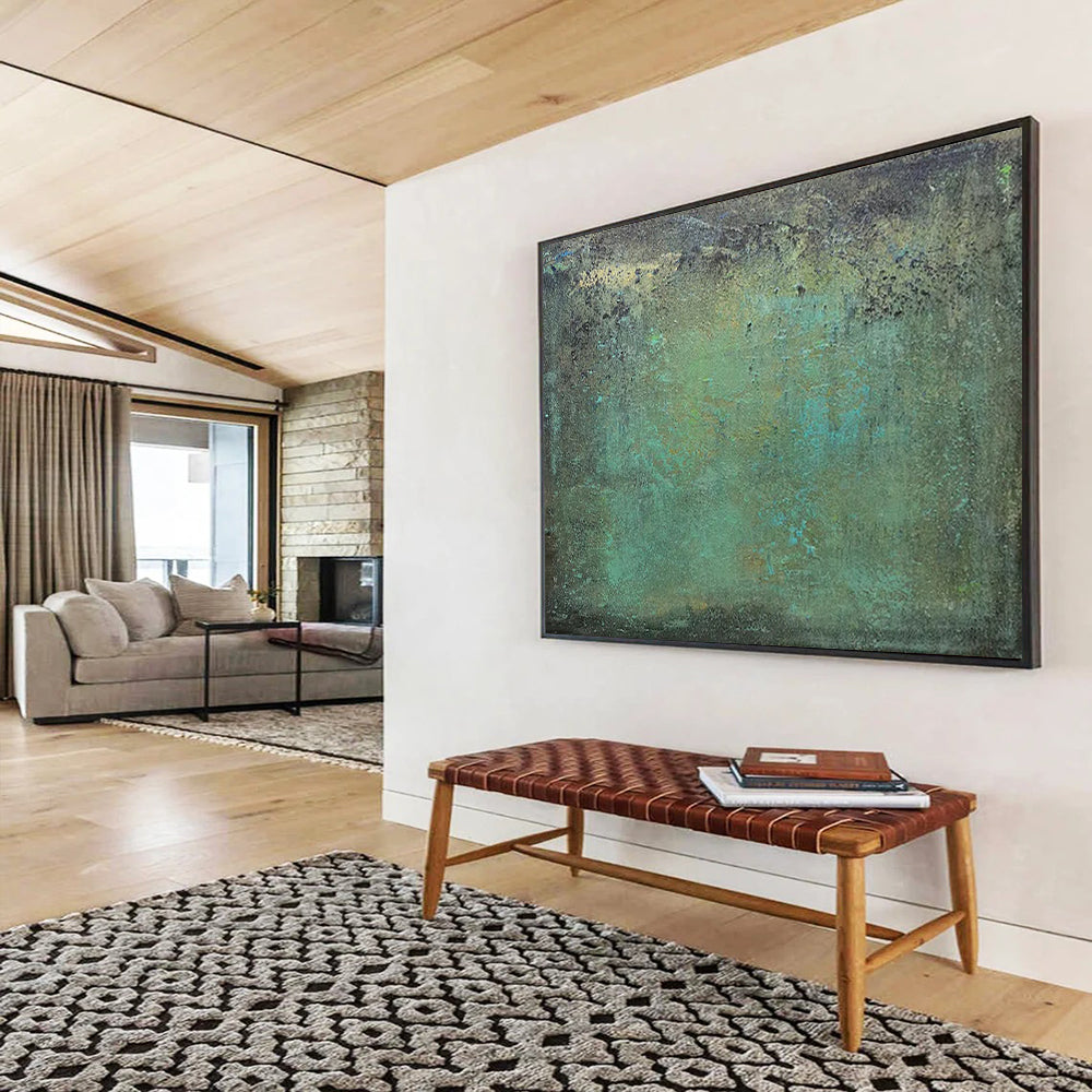 “Mossy Textures” - Greens, blues, earthy tones; textured, weathered abstract surface CT1518