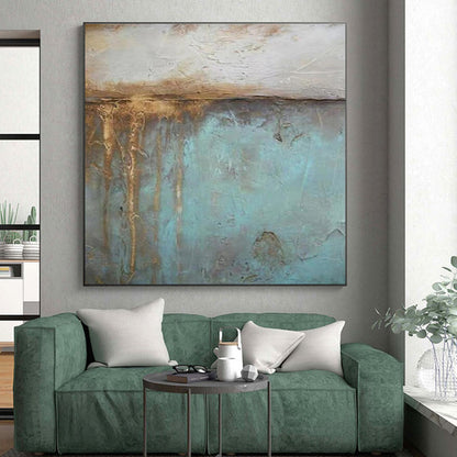 “Teal - Brown Textured Layers”，Abstract Textured Art CT0629