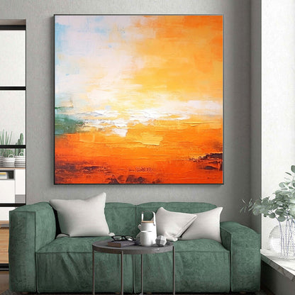“Orange - Blue Abstract Sunrise” - Abstract Landscape Art CT0447