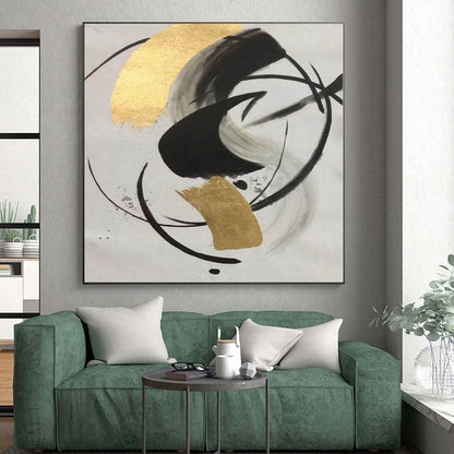 “Ink - Gold Dynamic Swirls” Abstract Acrylic Art CT0293