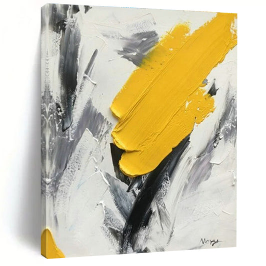 “Yellow - Grey - Black Textured Marks”，Abstract Textured Art CT0616