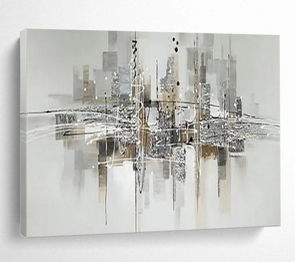 “Urban Echoes” – Monochromatic grays, blacks with energetic, abstract cityscape lines CT1690