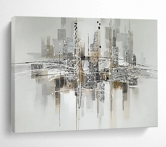 “Urban Echoes” – Monochromatic grays, blacks with energetic, abstract cityscape lines CT1690